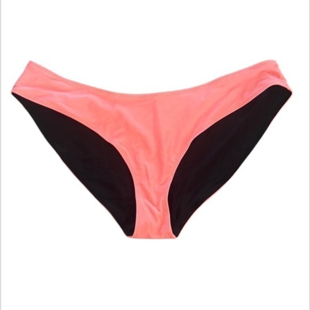 Fabletics coral black solid color bikini swim bottom size small NWOT